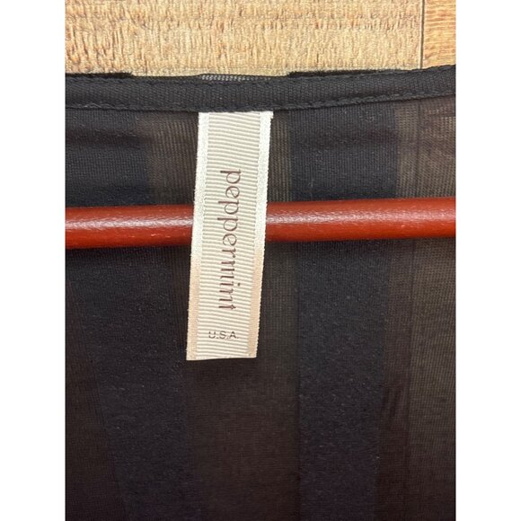 Peppermint USA Black Velvet Striped Long Sleeve Romper S - Picture 4 of 7